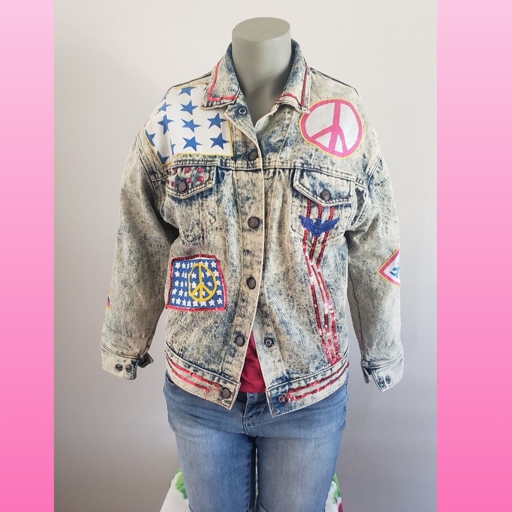 Vintage 80s acid wash denim  jacket